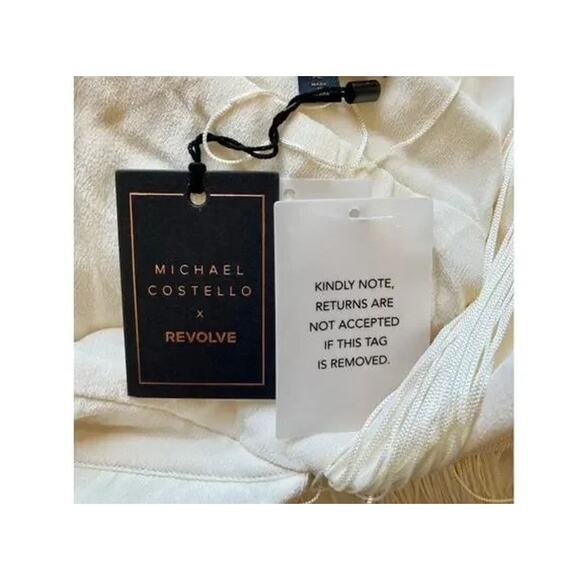 NEW NWT Michael Costello X Revolve Skylar Fringe Maxi Dress Ivory Size XXS - Picture 5 of 5